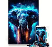 Puzzle de 1000 pièces Nébuleuse de l'Éléphant Cyan Néon pour Adolescents Jeu de réflexion Intelligent Découpe précise Cadeau Exceptionnel (38x26cm)