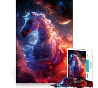 Puzzle de 1000 pièces Nébuleuse du Cheval Rouge et Bleu pour Adolescents Jeu d'exercice Mental Design apaisant Cadeau précieux Assembler (38x52cm)