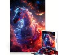 Puzzle de 1000 pièces Nébuleuse du Cheval Rouge et Bleu pour Adolescents Jeu d'exercice Mental Design apaisant Cadeau précieux Assembler (38x52cm)