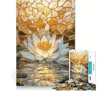 Puzzle de 1000 pièces Nénuphar doré mosaïque,Jeu de Concentration pour Adolescents,découpe de précision,Bords Lisses, pour Noël (50x75cm)