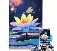 Puzzle de 1000 pièces Nénuphar et Libellule Jeu Manuel pour entraîner Votre Cerveau et Vos Mains grâce à des pièces de Formes aléatoires Qui s'emboîtent Parfaitement 38x26cm