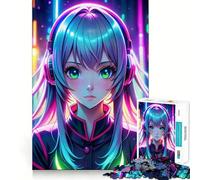 Puzzle de 1000 pièces Neon Anime Gamer Girl pour Adolescents Puzzle Relaxant et Artistique à Assembler Cadeau de qualité supérieure (38x26cm)