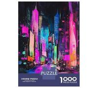 Puzzle De 1000 Pièces Neon Cityscape Crayon Scratch Art Puzzles pour Adultes pour S'amuser en Famille Cadeaux D'interaction Parent-Enfant pour Les Amis Et La Famille 70x50cm/1000pcs