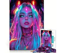 Puzzle de 1000 pièces Neon Crystal Girl pour Adolescents Jeu de réflexion Relaxant Cadeau de qualité supérieure (50x75cm)