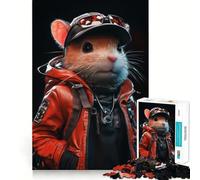 Puzzle de 1000 pièces Neon Cyberpunk Hamster pour Adultes, Jeu de logique et de réflexion, Loisirs Amusants, Bords Lisses, (38x52cm)