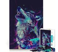 Puzzle de 1000 pièces Neon Glitch Wolf pour Adultes, Jeu d'exercice Mental, Moment de détente, Design à Assembler, Cadeau créatif (38x26cm)