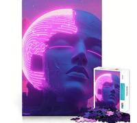 Puzzle de 1000 pièces Neon Head Vaporwave Sculpture pour Adolescents, Jeu de logique, Joie familiale, découpe de précision, Cadeau Exquis (38x52cm)