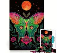 Puzzle de 1000 pièces Neon Luna Papillon et Lune pour Adultes et Adolescents, Stimulant la réflexion, idéal pour Un Cadeau élégant et précis (50x75cm)