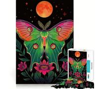 Puzzle de 1000 pièces Neon Luna Papillon et Lune pour Adultes, Jeu d'exercice Mental, Moment de détente, Design à Assembler, Cadeau créatif (38x52cm)