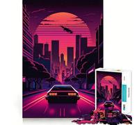 Puzzle de 1000 pièces Neon Night Drive pour Adultes, Jeu d'entraînement cérébral Anti-Stress, pour Les fêtes (50x75cm)