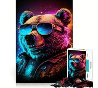 Puzzle de 1000 pièces Neon Nights Bear pour Adultes, Jeu d'exercice Mental Silencieux et Amusant, Cadeau attentionné (50x75cm)