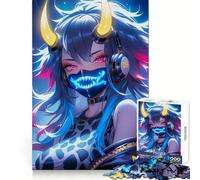 Puzzle de 1000 pièces Neon Oni Girl pour Adultes et Adolescents, Jeu de réflexion Amusant à Partager, découpe soignée, Cadeau Exceptionnel (38x52cm)