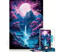 Puzzle de 1000 pièces Neon Sakura Mountain Falls pour Adolescents, Jeu de réflexion, activité à la Maison, Bords précis, liste de souhaits du Père Noël (38x52cm)