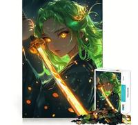 Puzzle de 1000 pièces Neon Samurai Anime Girl pour Adultes, Jeu de réflexion Facile et Amusant, Assemblage idéal, Cadeau de Saison (38x52cm)