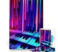Puzzle de 1000 pièces Neon Sonata Piano Keys pour Adultes, Jeu de réflexion Amusant à Partager, découpe Parfaite, pour Les fêtes (50x75cm)