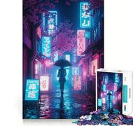 Puzzle de 1000 pièces Neon Tokyo Rainy Night pour Adultes et Adolescents, idéal pour stimuler la réflexion, Groupe de Jeu, Bords précis, Cadeau élégant (50x75cm)