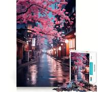 Puzzle de 1000 pièces Neon Tokyo Sakura Street pour Adultes Améliore la mémoire, Passe Un Moment paisible, Bords Fins, Cadeau de Noël (50x75cm)