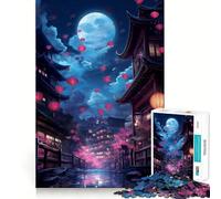 Puzzle de 1000 pièces Neon Tokyo Sakura Street pour Adultes, Jouet Intelligent et créatif, découpe précise, Objet de Collection (50x75cm)