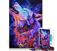 Puzzle de 1000 pièces Neon Wolf Art pour Adultes, Jeu Intelligent, Motif Amusant et apaisant à Assembler, Cadeau élégant (38x26cm)