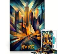 Puzzle de 1000 pièces New York Dynamic Cubism pour Adolescents Jeu de logique et de réflexion, Passe-Temps Silencieux, Bords Lisses, Cadeau Unique (38x26cm)