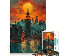 Puzzle de 1000 pièces New York Manhattan Art Wall pour Adolescents Jeu d'entraînement cérébral apaisant, Cadeau d'assemblage Artistique et Festif (38x52cm)