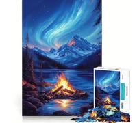 Puzzle de 1000 pièces Nightfire sous Les aurores boréales pour Adolescents, Puzzle Relaxant et Lumineux, Cadeau Exquis (50x75cm)