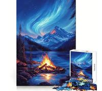 Puzzle de 1000 pièces Nightfire sous Les aurores boréales pour Adolescents, Puzzle Relaxant et Lumineux, Cadeau Exquis (50x75cm)