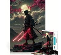 Puzzle de 1000 pièces Ninja aux épées Lumineuses au Clair de Lune, idéal pour Les Adolescents, Stimulant la réflexion et offrant Un Cadeau mémorable et des Moments de Joie en Famille (50x75cm)