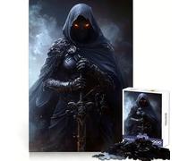 Puzzle de 1000 pièces Ninja Chevalier Noir Assassin pour Adolescents Jeu de logique Stimulant et Anti-Tension Qualité supérieure Cadeau de Noël idéal (38x26cm)