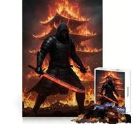Puzzle de 1000 pièces Ninja en feu aux épées Rouges pour Adolescents,entraînement Intelligent,évasion paisible,découpe Impeccable,Cadeau d'hiver (38x26cm)