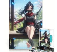 Puzzle de 1000 pièces Ninja Girl en Noir pour Adultes, Jeu Intelligent et Amusant à Assembler Ensemble, Cadeau saisonnier (38x26cm)