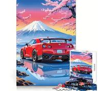 Puzzle de 1000 pièces Nissan GTR en Fleurs de Cerisier pour Adolescents,50x75cm,idéal pour s'amuser Pendant Les Moments de détente Découpe de précision Cadeau de Noël raffiné
