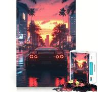 Puzzle de 1000 pièces Nissan R Paysage Urbain au Coucher du Soleil pour Adultes, Jeu de réflexion, détente et Art Mural aux Lignes épurées 38x52cm