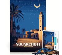 Puzzle de 1000 pièces Nouakchott,Mauritanie,la Nuit Jeu d'assemblage Facile Cadeau ludique et Intelligent Décoration de Noël (38x26cm)