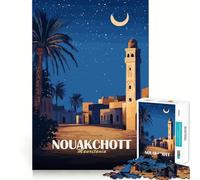 Puzzle de 1000 pièces Nouakchott,Mauritanie la Nuit Jeu de précision pour Les articulations Activité cérébrale Jeu Amusant pour Passer Le Temps Libre Cadeau Artistique d'anniversaire (50x75cm)