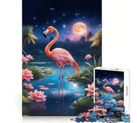 Puzzle de 1000 pièces Nuit de Flamant Rose pour Adultes, Jeu de réflexion Relaxant et Amusant, à Assembler et à Collectionner (50x75cm)
