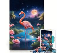 Puzzle de 1000 pièces Nuit de Flamant Rose pour Adultes, Jeu de réflexion Relaxant et Amusant, à Assembler et à Collectionner (50x75cm)
