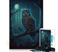 Puzzle de 1000 pièces Nuit de Hibou pour Adolescents, Puzzle de mémoire, Puzzle Relaxant avec lumière, Image à Assembler, Cadeau Exquis (50x75cm)