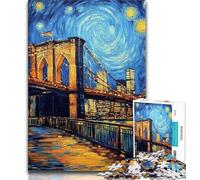 Puzzle de 1000 pièces Nuit du Pont de Brooklyn pour Adultes et Adolescents Stimulez Votre Cerveau Jouets addictifs pour cultiver la Patience Superbe Cadeau 38x26cm