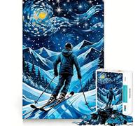 Puzzle de 1000 pièces Nuit étoilée à Ski pour Adolescents Jeu d'exercice Mental, Relaxation, Assemblage, liste de souhaits du Père Noël 50x75cm