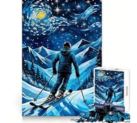 Puzzle de 1000 pièces Nuit étoilée à Ski pour Adolescents Jeu d'exercice Mental, Relaxation, Assemblage, liste de souhaits du Père Noël 50x75cm