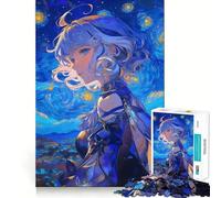 Puzzle de 1000 pièces Nuit étoilée avec Une Fille d'anime pour Adultes Un Jeu Amusant et ressourçant,Un Assemblage sûr et Solide,Une activité Amusante en Famille Le Soir (38x52cm)