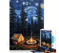 Puzzle de 1000 pièces Nuit étoilée, Camping et Aventure pour Adultes et Adolescents, Jeu Mental apaisant et Relaxant, Cadeau de qualité supérieure 38x26cm