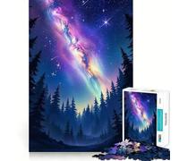 Puzzle de 1000 pièces Nuit étoilée dans Une forêt Sombre », Vue Cosmique du Ciel Nocturne, pour Adolescents, Jeu Mental Anti-anxiété, découpe de qualité supérieure, Cadeau élégant 38x26cm