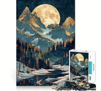 Puzzle de 1000 pièces Nuit étoilée, Sommets au Clair de Lune pour Adolescents stimule la mémoire, réduit Le Stress, découpe de qualité supérieure, Cadeau précieux 38x52cm
