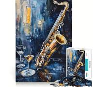 Puzzle de 1000 pièces Nuits de Saxophone pour Adolescents, Jeu de logique et de Train, Anti-Stress, découpe Lisse, Cadeau mémorable (38x52cm)