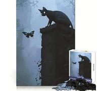 Puzzle de 1000 pièces Observateur de l'inconnu, Chat Noir et Papillon pour Adolescents, Jeu de logique Stimulant, Anti-Tension, qualité supérieure, Cadeau de Noël (38x52cm)