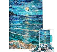 Puzzle de 1000 pièces Océan au Clair de Lune Mosaïque Artistique pour Adolescents Niveau Difficile Chaque pièce est Unique Jeu éducatif (Dimensions 50x75cm)
