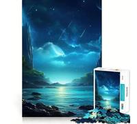 Puzzle de 1000 pièces Océan Bleu et Ciel Nocturne,découpe précise,Jeu de réflexion,Cadeau Facile,Cadeau d'anniversaire Amusant (38x52cm)