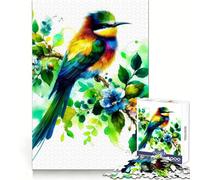 Puzzle de 1000 pièces Oiseau Arc-en-Ciel sur Une Branche pour Adolescents Amélioration de la mémoire Détente et Loisirs Découpe Nette Décoration Artistique (38x52cm)